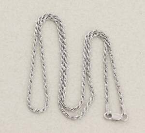 Sterling Silver Rope Chain Necklace 18" inch 2mm